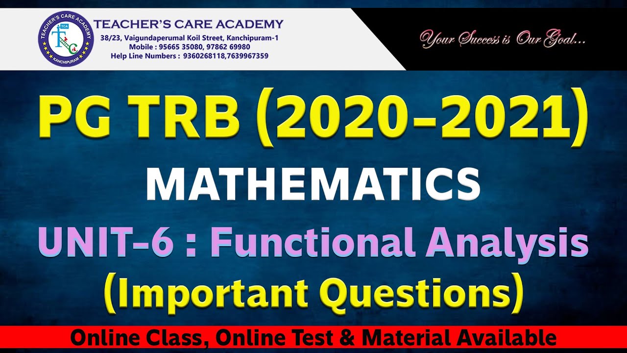 PG-TRB 2020: UNIT VI - FUNCTIONAL ANALYSIS - QUESTIONS DISCUSSION
