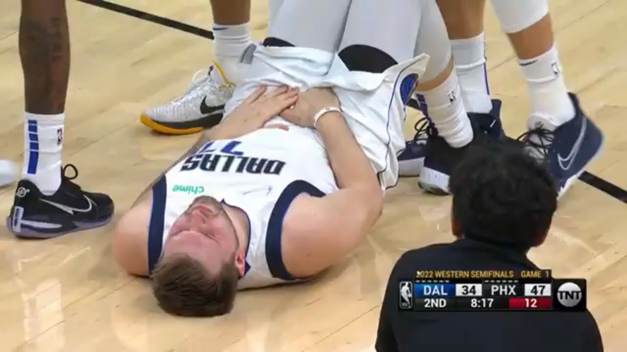 Luka Doncic gets kicked in the groin by Jae Crowder 😬
