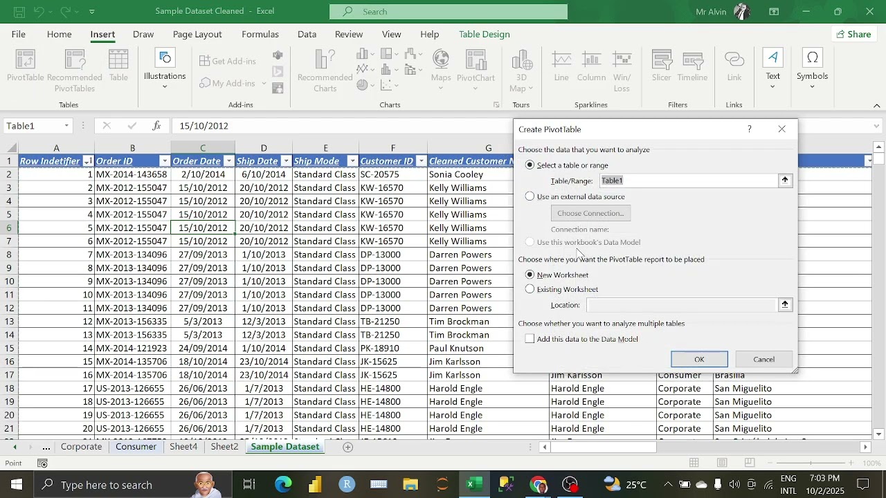Pivot Tables, Pivot Charts and Slicers