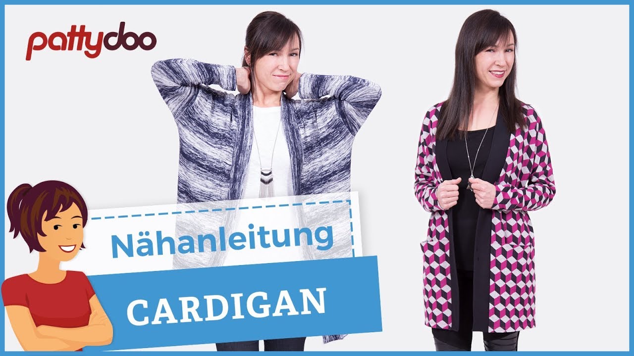Cardigan aus Strickstoff nähen - Muster zuschneiden, Nahttasche, Zwillingsnaht und Bündchen