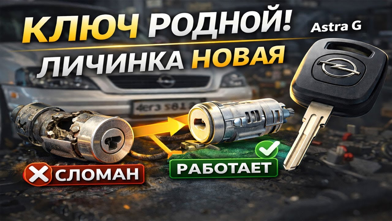 🔧 Замена личинки замка Opel Astra G — ключ остался ОРИГИНАЛЬНЫЙ!