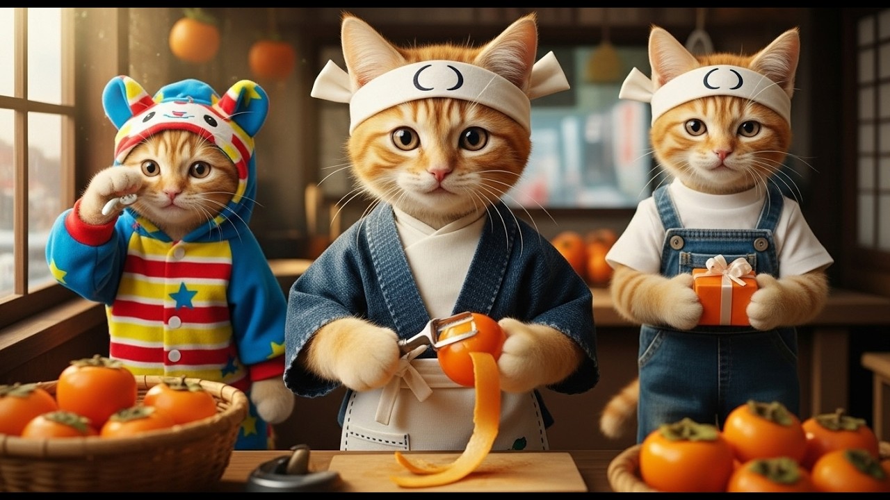 Autumn Flavors 🍂🐱 A Cat Tries Making Dried Persimmons | Inside a Cat’s Day