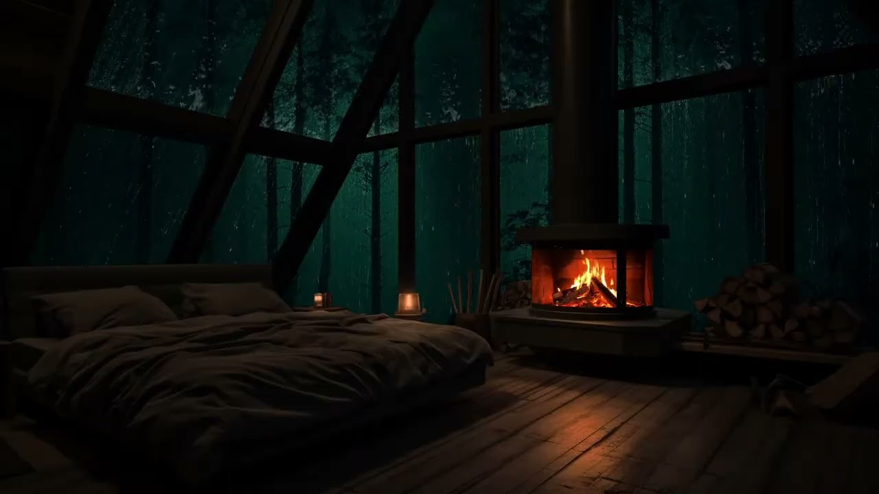 Listening to the Rain Outside a Warm Cabin Hidden Deep Within the Forest