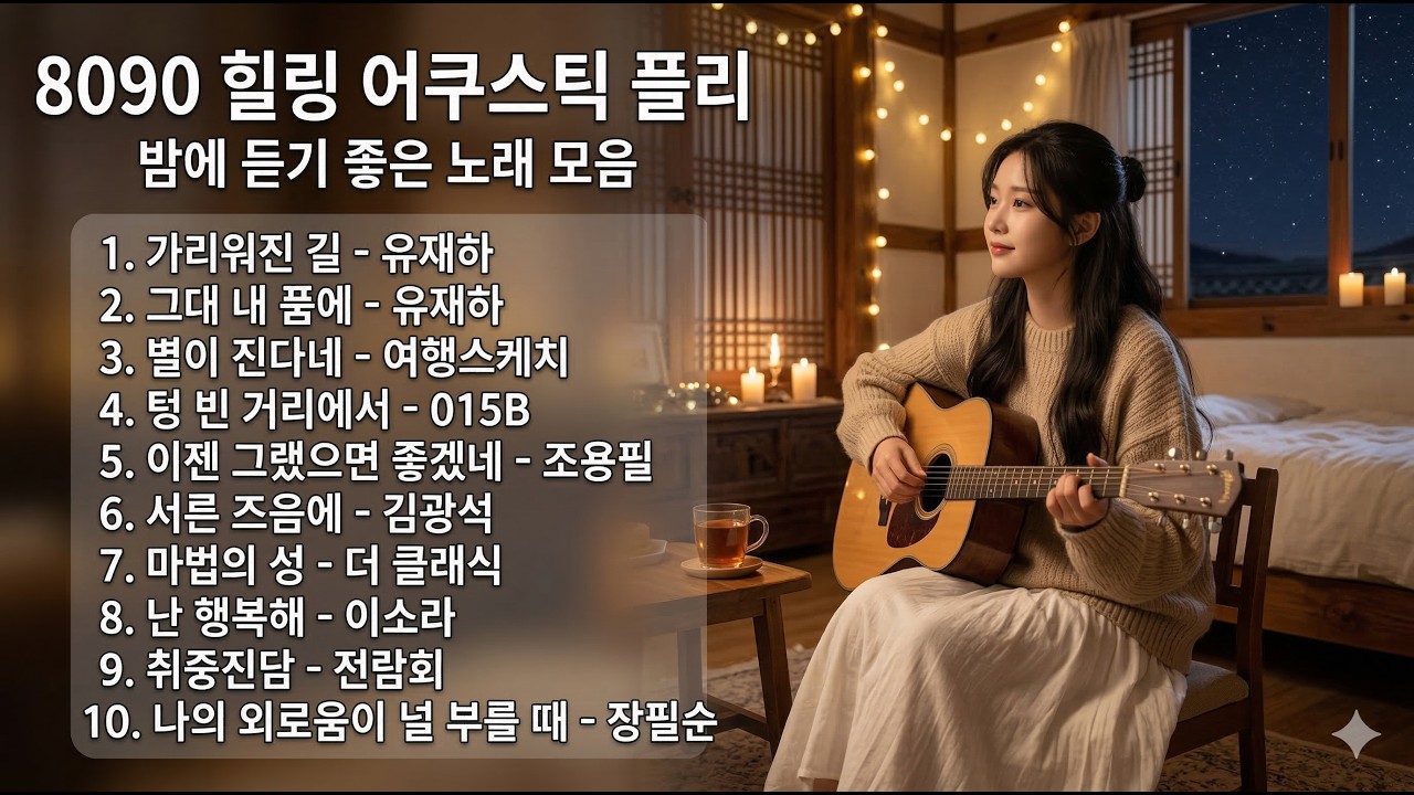 [어쿠스틱 플리] 지친 하루를 달래주는 8090 감성 발라드 🌙 수면, 힐링, 밤산책