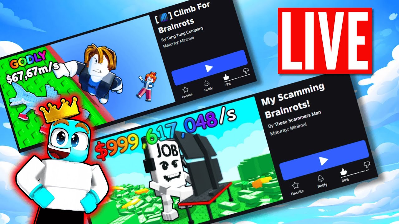 Climb for Brainrots AND Scamming for Brainrots ADMIN ABUSE TODAY!