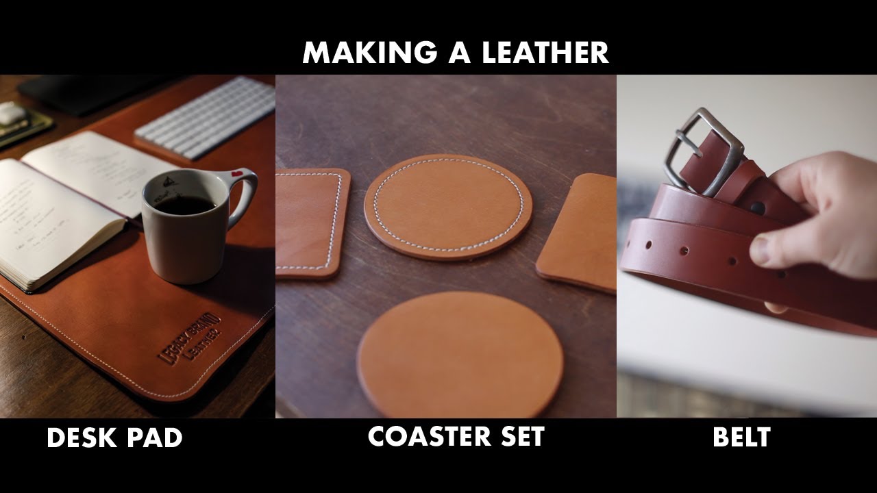 Making a Leather Desk Pad / 4 Different Coasters / Belt - Videos 10-12