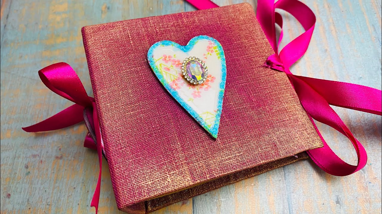 Make a recycled mini valentines journal - finishing my junk journal WIPS - bookbinding DIY