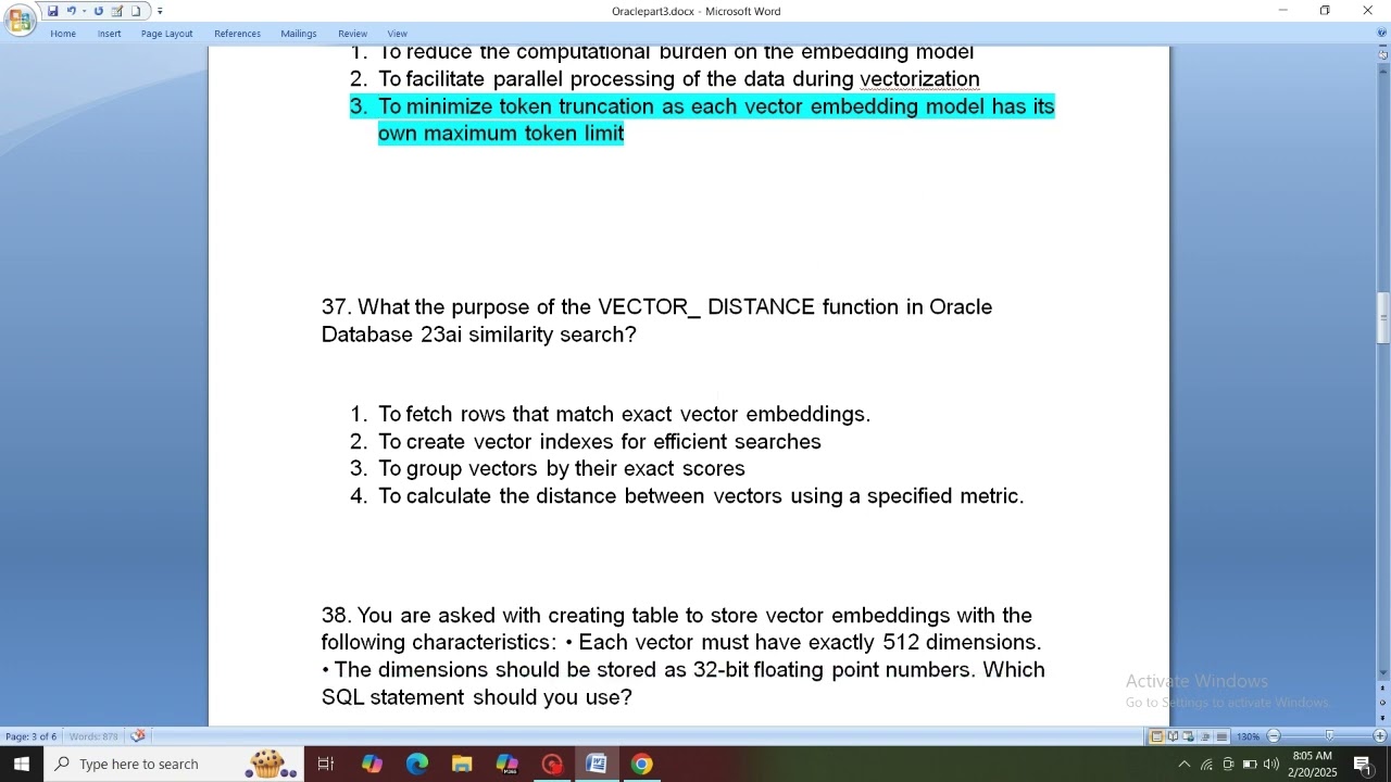 Solution Of Oracle AI Vector Search Professional || 1Z0-184-25 | Part 03 || Q30  TO Q48 |Oracle Cert
