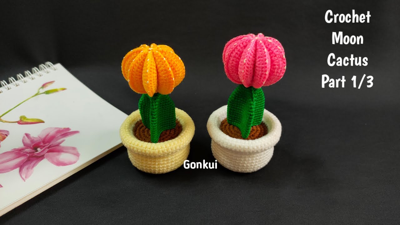 Crochet flower | Crochet Moon Cactus Part 1/3. Pot #crochetflower #crochet #crochettutorial