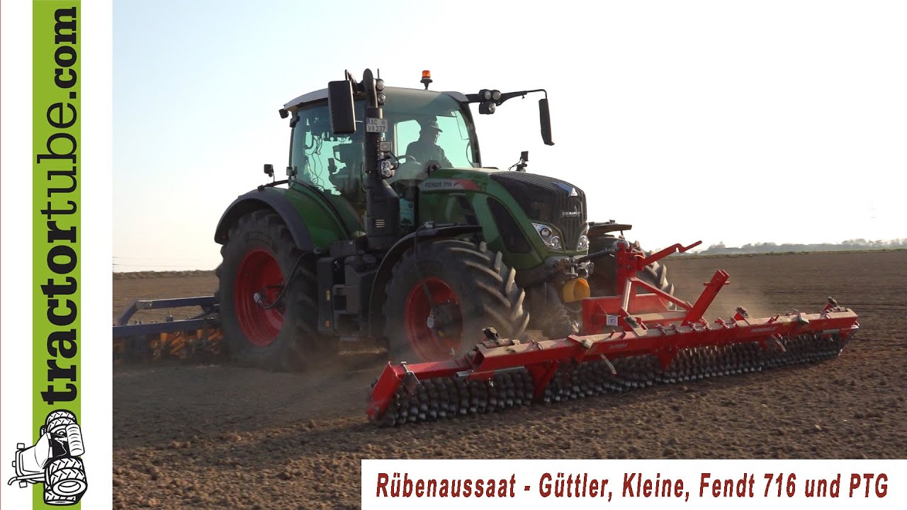 Rüben säen mit Fendt 716, PTG, Güttler und Kleine