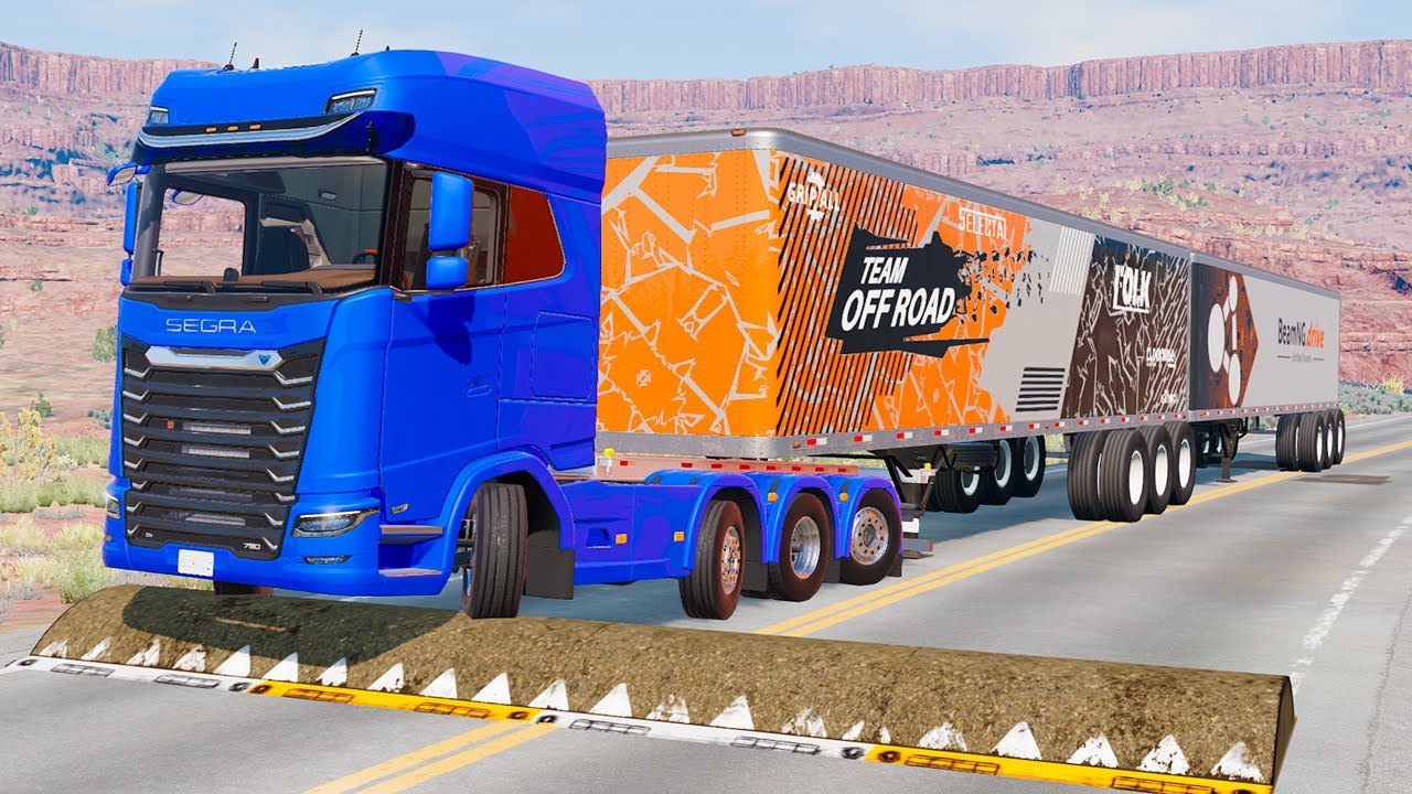 Cars, Bus, Pickups and trucks vs Speed Bumps #long #beamng #beamngdrive #trucksvs