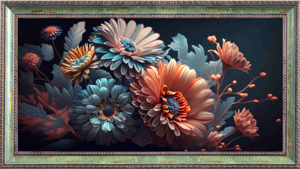 TV Frame  - Ancient Flower in Golden Bronze Metallic Frame | 2Hrs