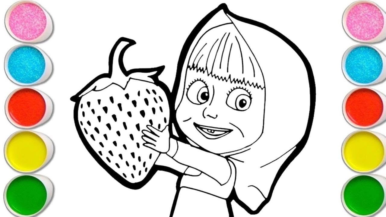 MASHA with strawberry Drawing, Painting & Coloring For Kids and Toddlers_ Child Art