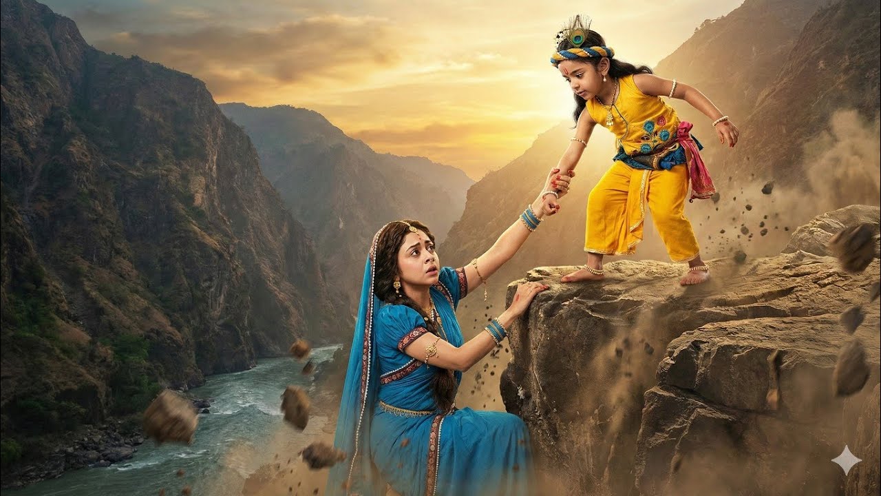 पहाड़ से गिरती यशोदा मईया | बाल कृष्ण ने किया चमत्कार | यशोमती मईया के नंदलाला | Krishan Leela