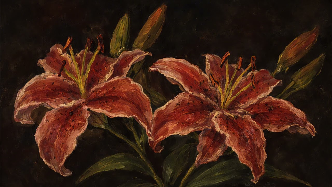 Tiger Lilies | 4K Vintage Floral TV Art for Samsung Frame, LG OLED & Sony (Silent, 2 Hours)