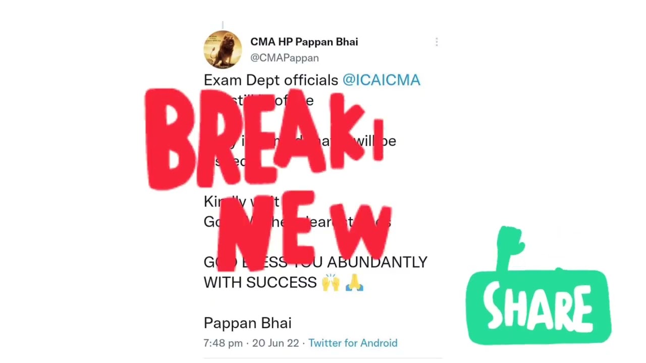 Update Regarding CMA Exam june 2022 Admit Card?