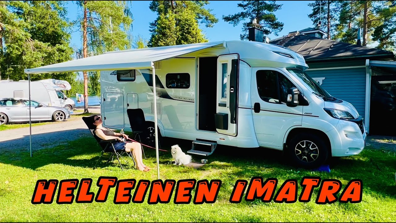 Helteinen Imatra asuntoautolla. Vuoksen Kalastuspuisto ja Imatran kosken alue.