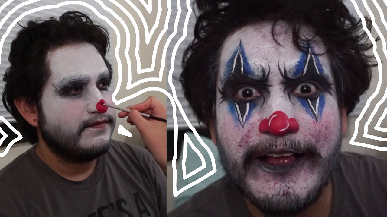 Clown makeup with beard 🤡 | Using face-paint & eyeshadows ONLY (Halloween makeup 🎃)