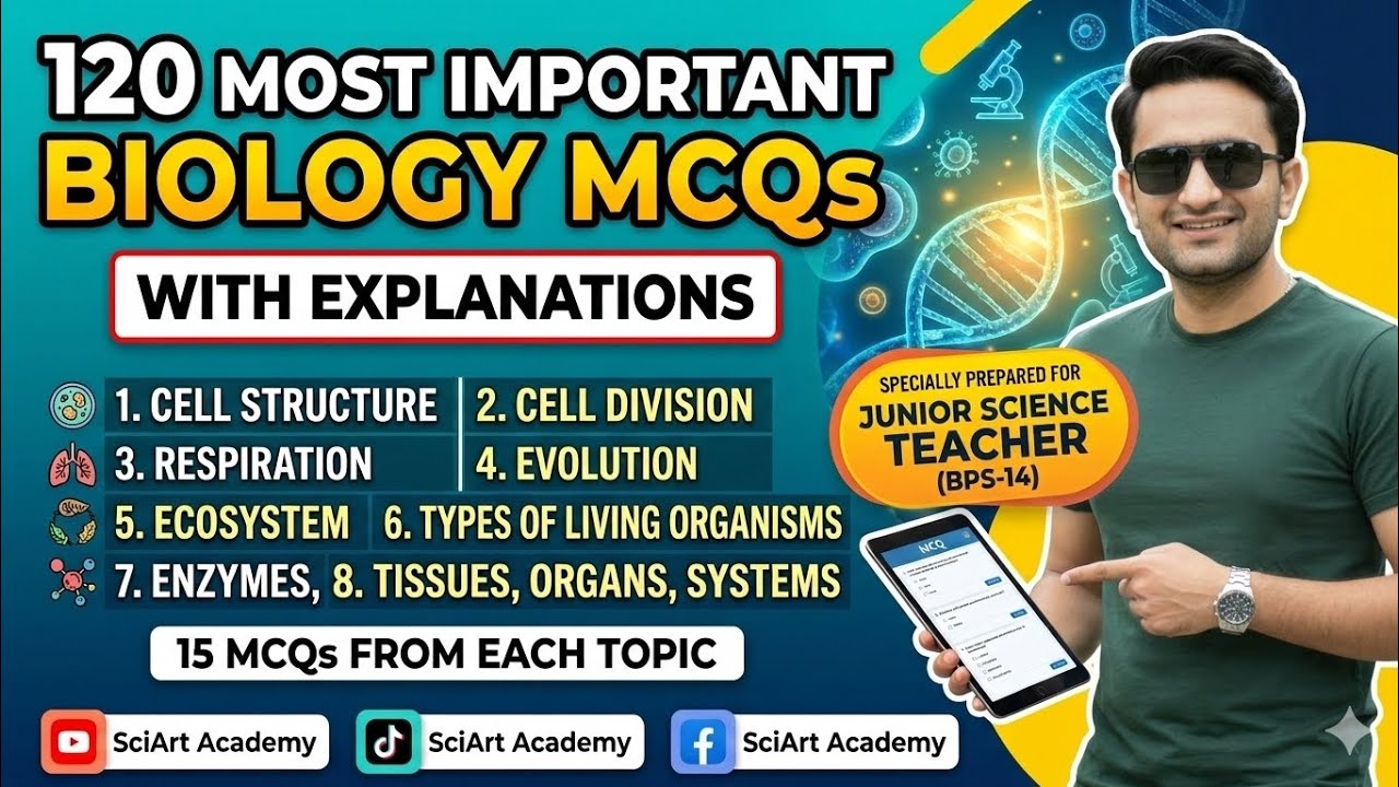 120 Most Important Biology MCQs with Explanations |Specially Prepared For JST BPS-14 |SciArt Academy