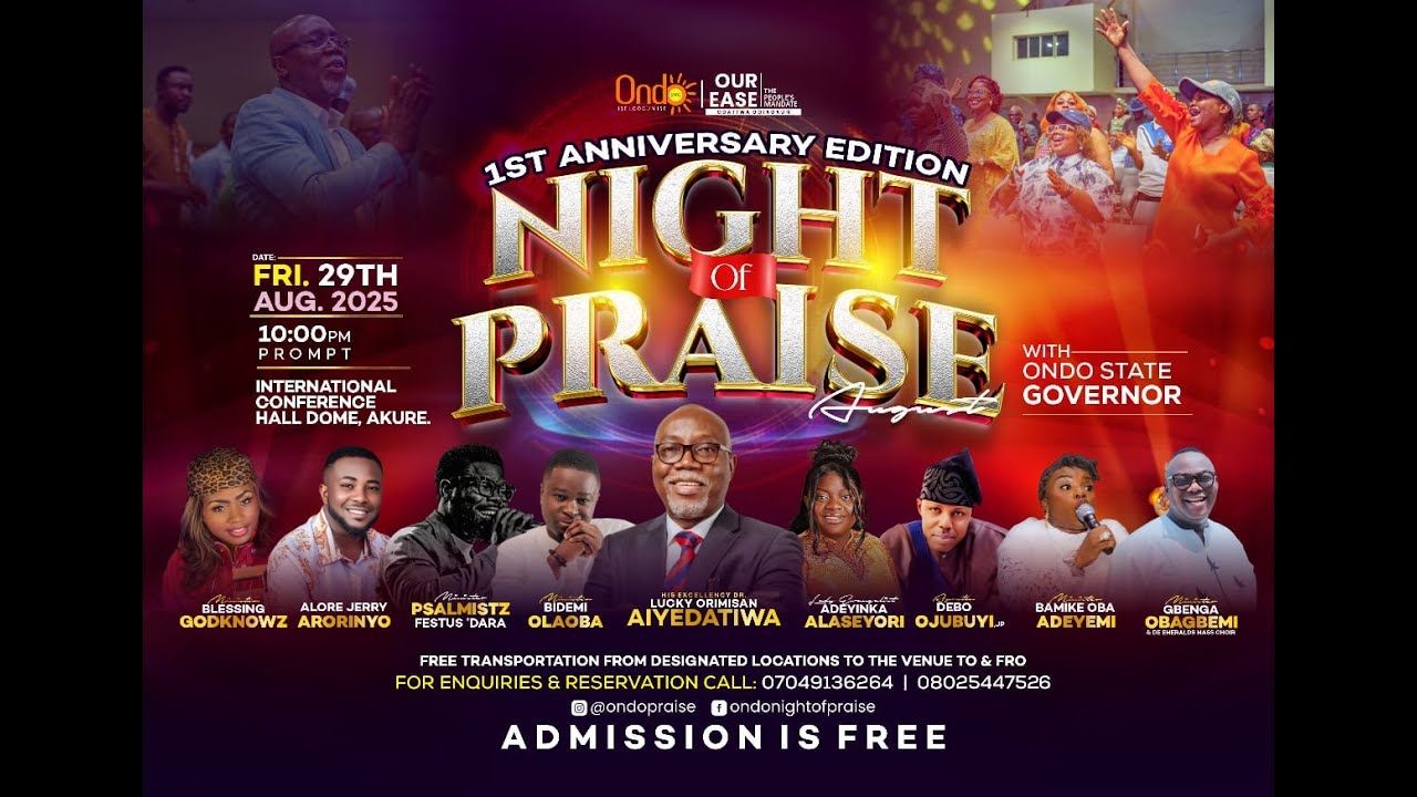 August 2025 13th Edition II A Night of Praise with Ondo State Gov. HE Dr. Lucky Orimisan Aiyedatiwa