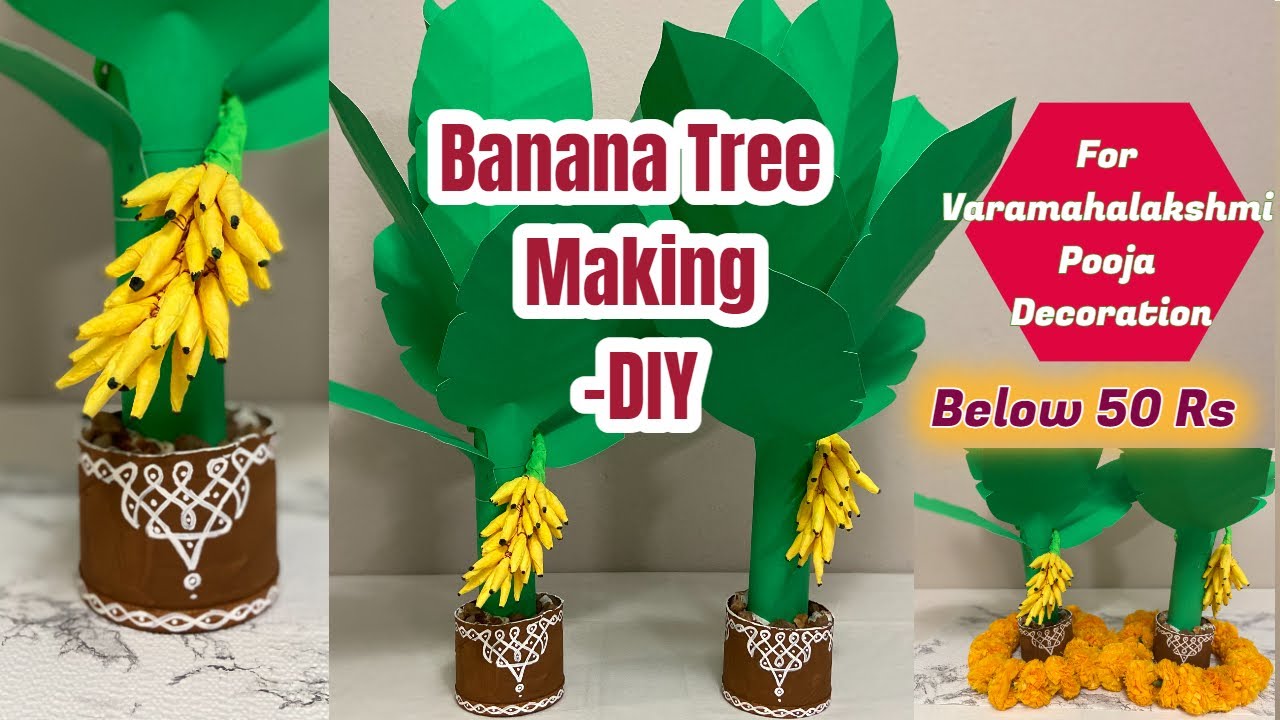 Banana Tree Making | Banana Tree Making at Home | DIY Banana Tree For Pooja Decoration | DIY