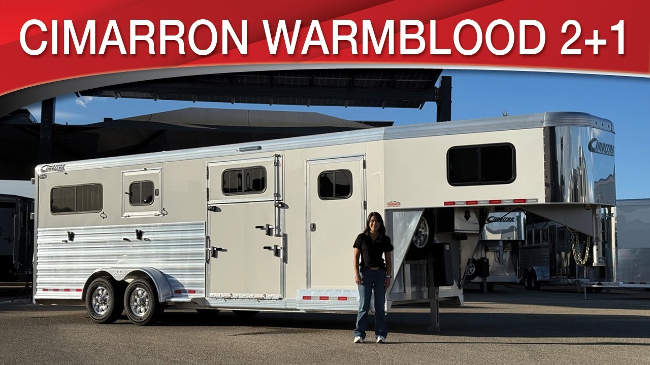 Прицеп Cimarron Trailers Norstar 2+1 Warmblood с гусиной шеей, боковым и задним пандусом.