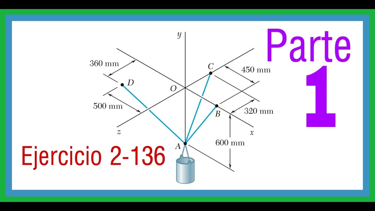 ESTATICA - EQUILIBRIO DE PARTICULA EN 3D - EJERCICIO 2-136 BEER AND JHONSTON 9 edicion (PARTE 1)