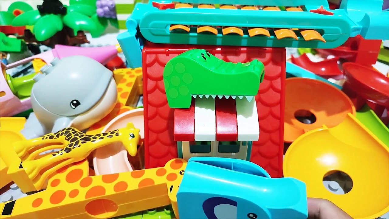 ⭐Satisfying Building Blocks Marble Run ASMR 503 Long Track Whale Giraffe Seesaw elephant Bridge L22