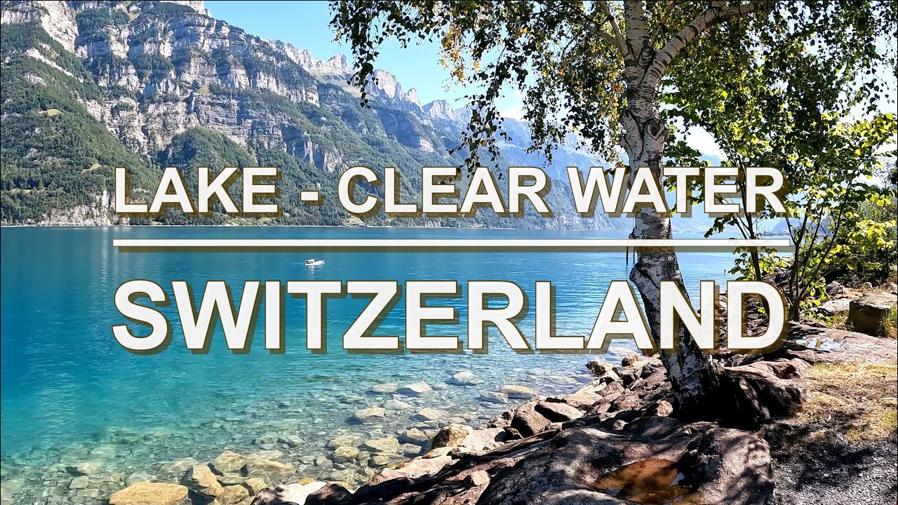 Beautiful shades of blue - Clear water - Lake - Walensee - Mountains - Summer - Switzerland, 4K