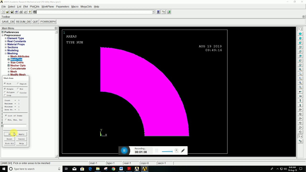 ANSYS APDL Pressure vessel problem2  plane strain