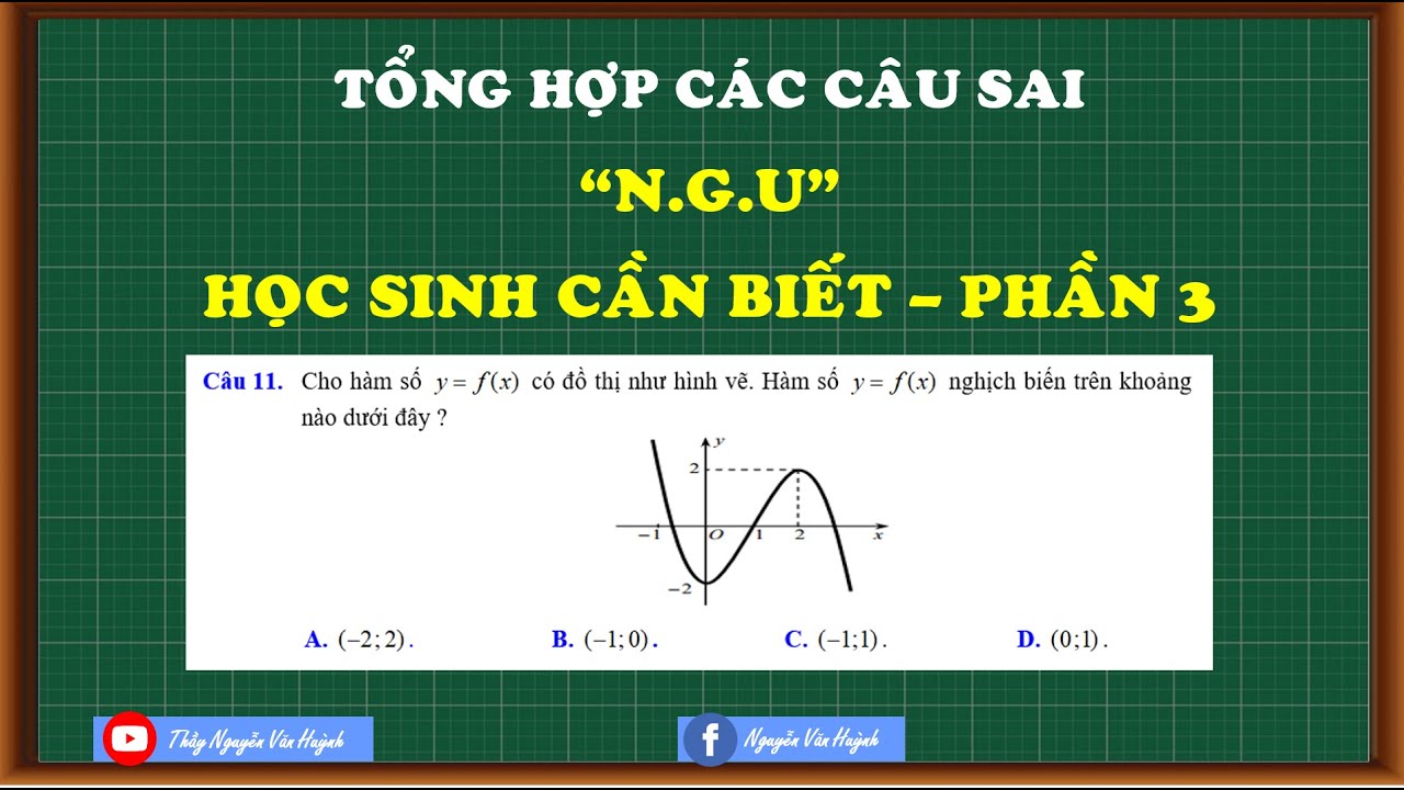 Những câu hỏi dễ bị sai khi thi trắc nghiệm môn toán 12 phần 3|Thầy Nguyễn Văn Huỳnh