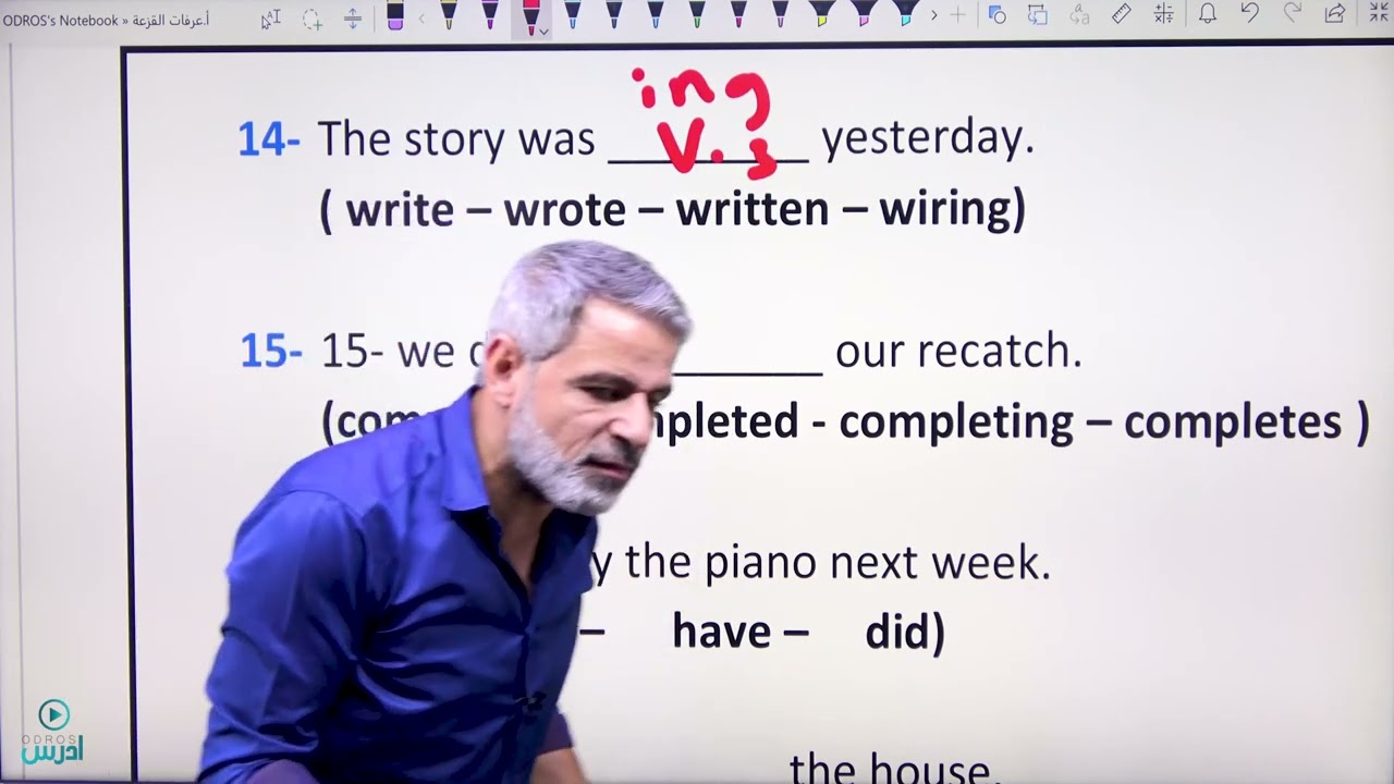 اليوم السادس- امتحان شامل- جميع قواعد الوحدة الاولى ضع دائرة- Exam for all the grammar of unit one