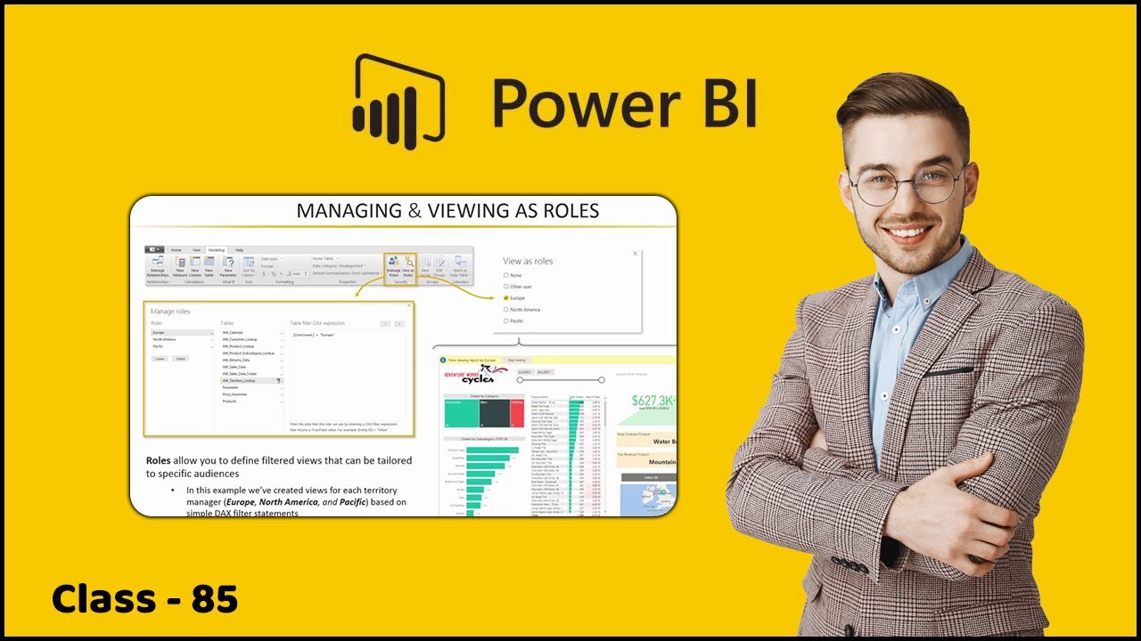6.20 Managing & Viewing Roles in Power BI Desktop | Visualizing Data Reports | Learn Power BI 2022