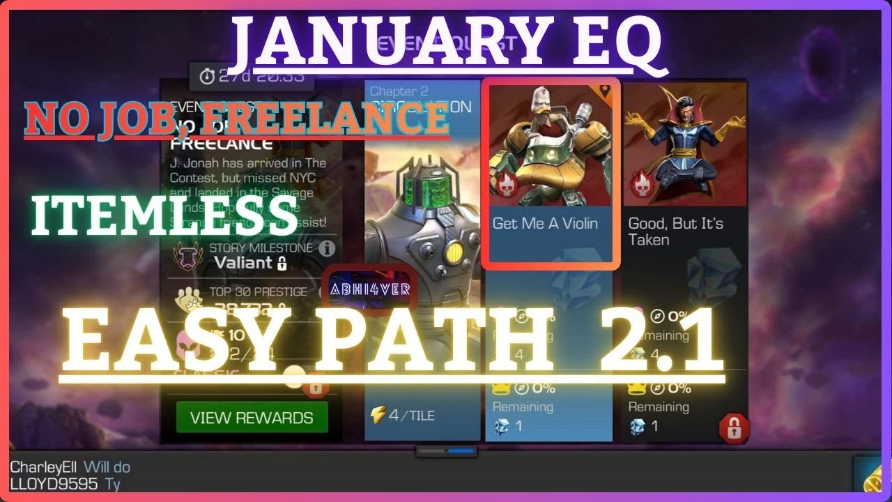 MCOC | EQ 2.1 | Easy Path | January EQ | NO JOB, FREELANCE | Itemless |