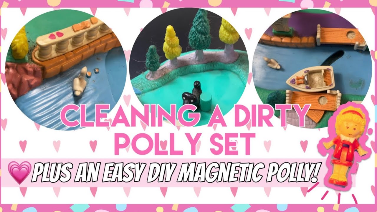 Cleaning a 1996 Magical Movin' Pollyville and Making a Magnetic Polly! | Polly Pocket DIY