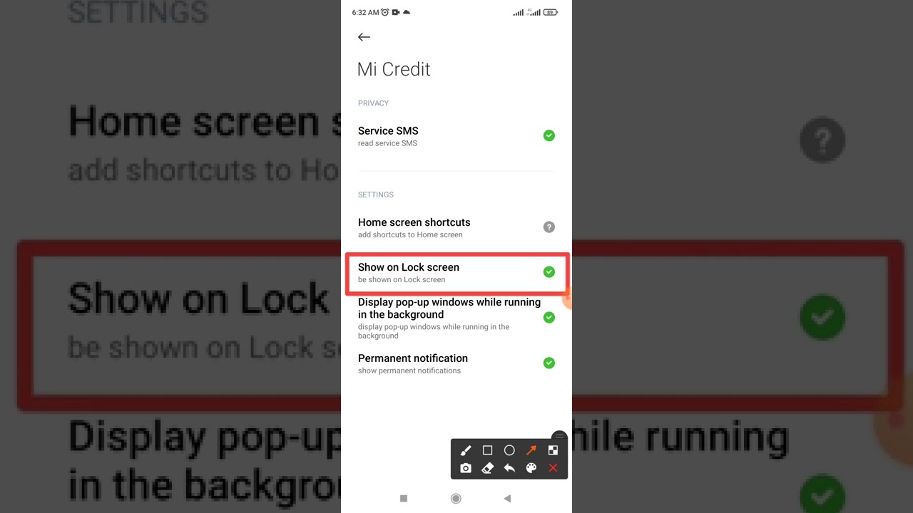 How to fix Mi Credit Apps show on lock screen setting