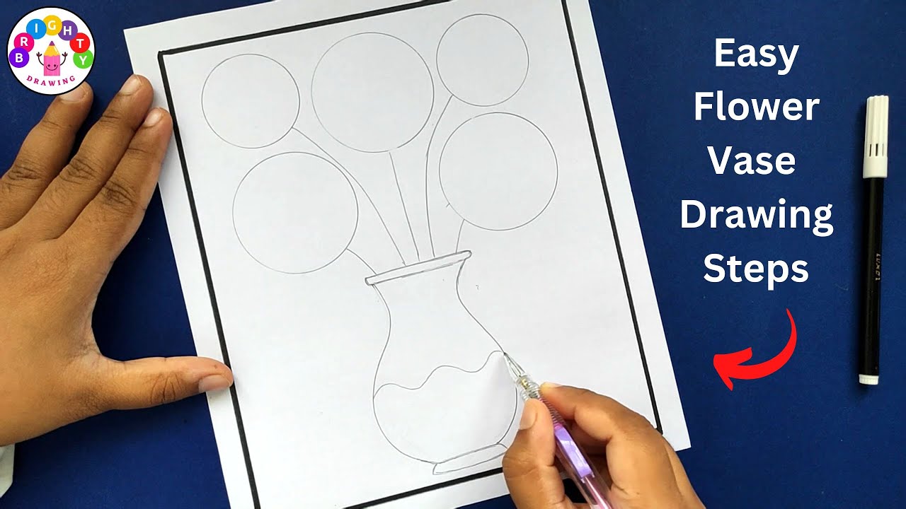 Flower Pot Drawing | Flower Vase Drawing | How to Draw Flower Pot | Simple Flower Pot Drawing