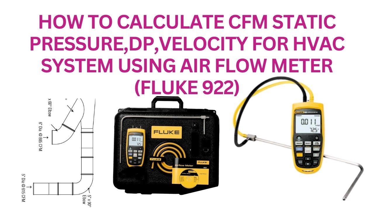 How to calculate CFM of AHU|Static Pressure|DP, Velocity HVAC System Using Fluke Air Flow Meter 922