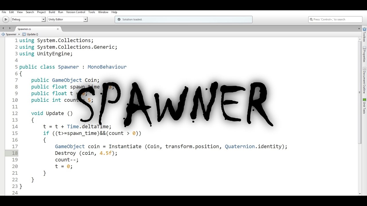 Unity C# Создание спавнера
