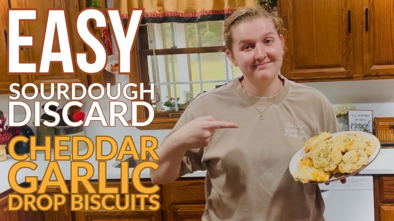 Cheddar Garlic Drop Biscuits | EASY Sourdough Discard Recipe