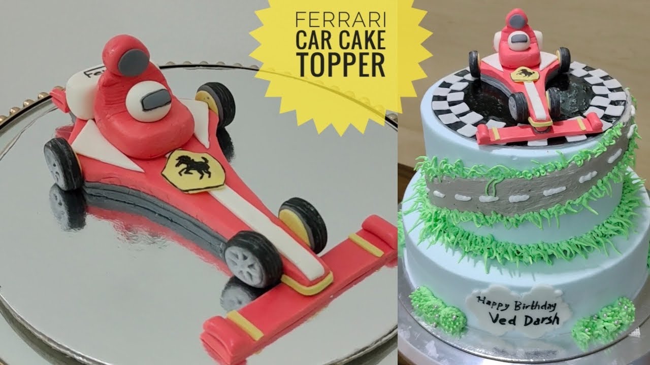 Fondant Ferrari F1 Race Car/ Car Cake Topper Tutorial explained in detail/ Formula1 car making video