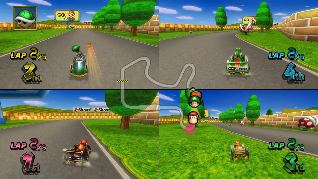 Mario Kart Wii N64 Mario Raceway 4 player Netplay race 60fps