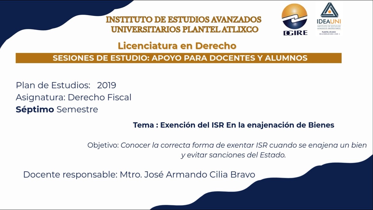 Exención del ISR en la enajenación de bienes.