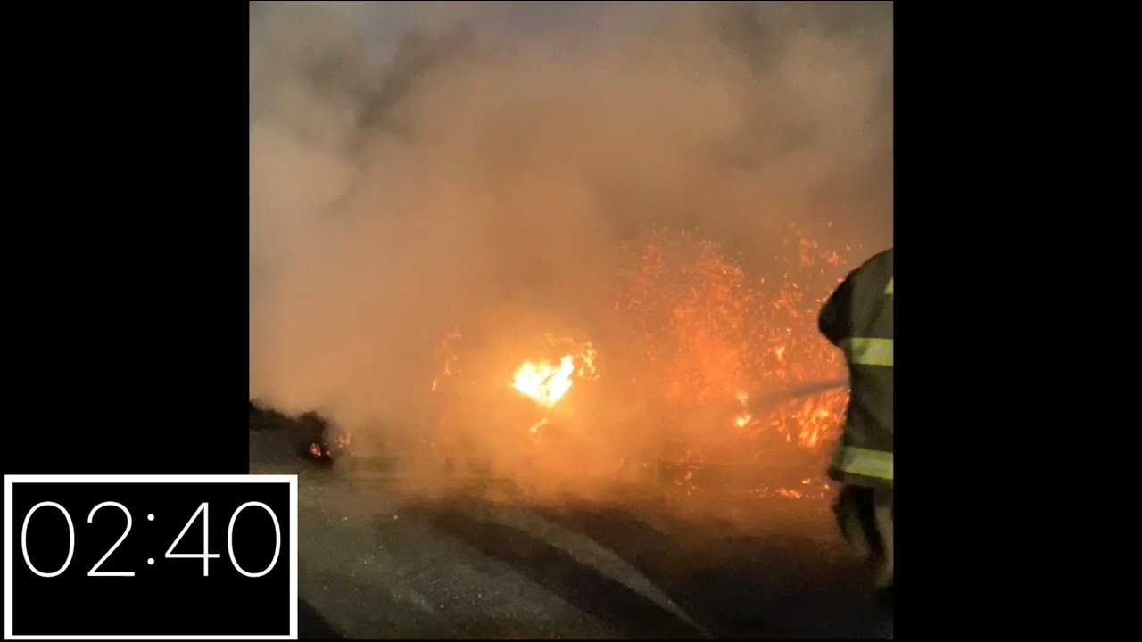 F500 Demo on Straw Bale Fire
