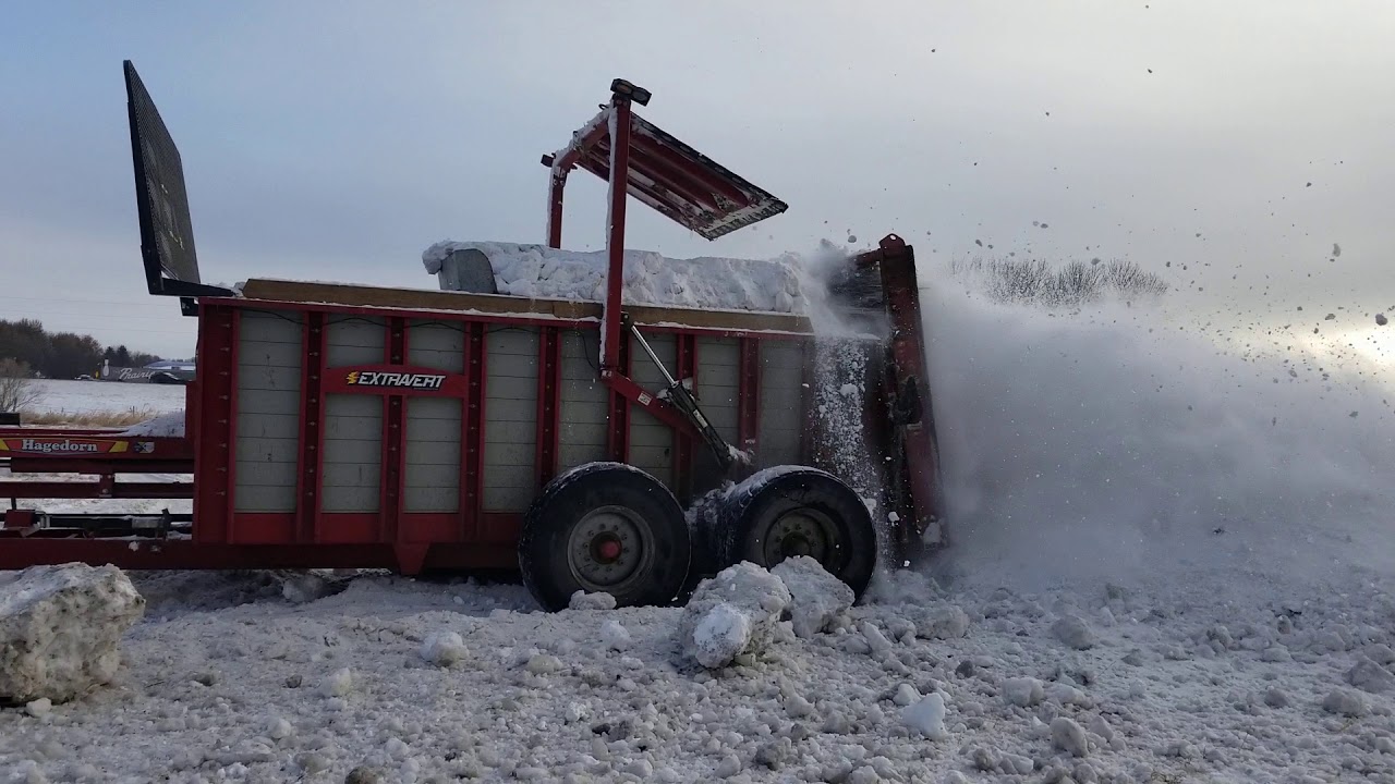 Hauling snow with Hagedorn manure spreader