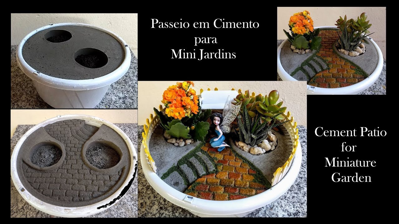 DIY Passeio em Cimento para Mini Jardins   DIY Cement Patio for Miniature Garden