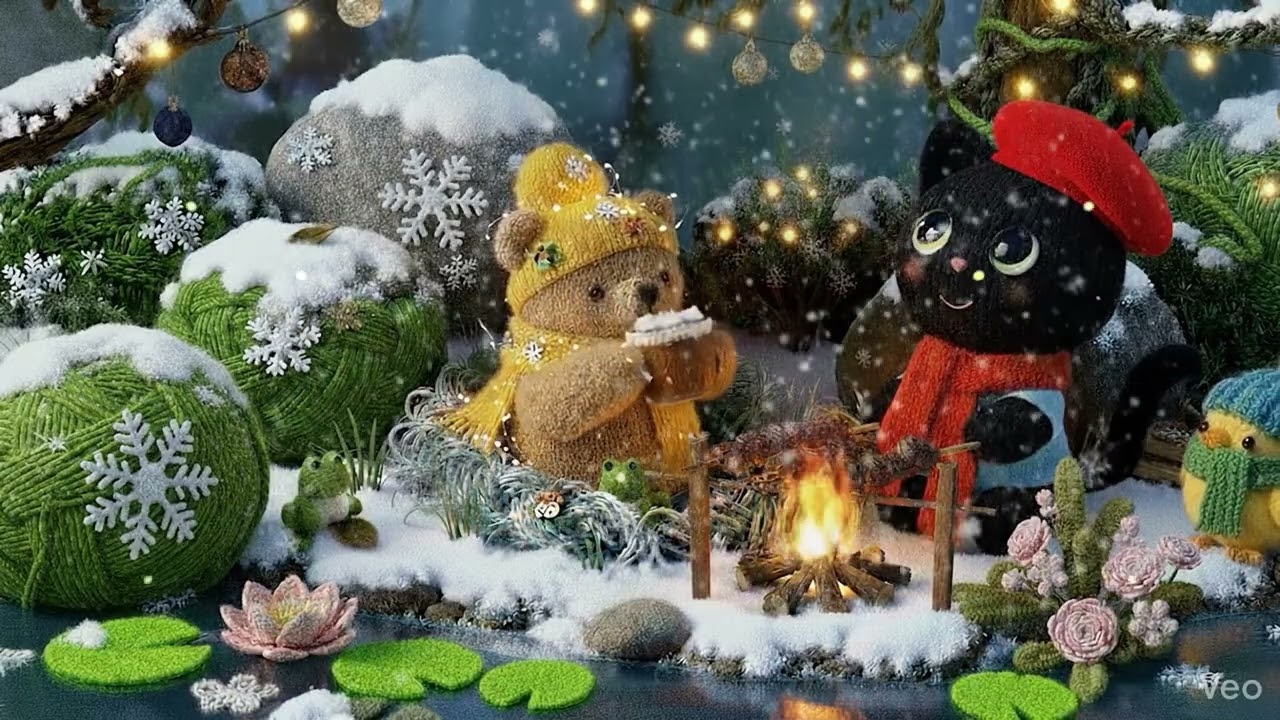 Snowfall Camping Night Retreat 🌙 | Cozy Campfire Jazz Lo-Fi for Late Focus and Relaxation Tonight