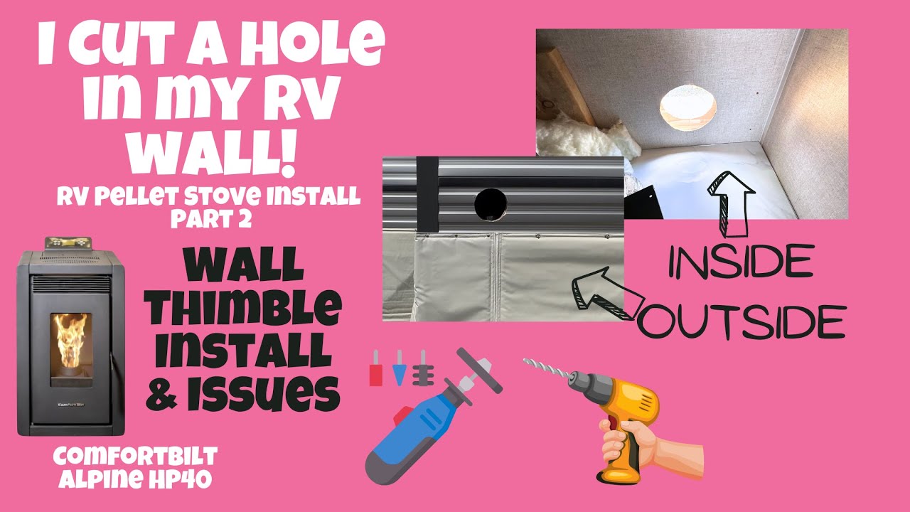 RV Pellet Stove // CUTTING YOUR WALL THIMBLE // Grandma's RV Living