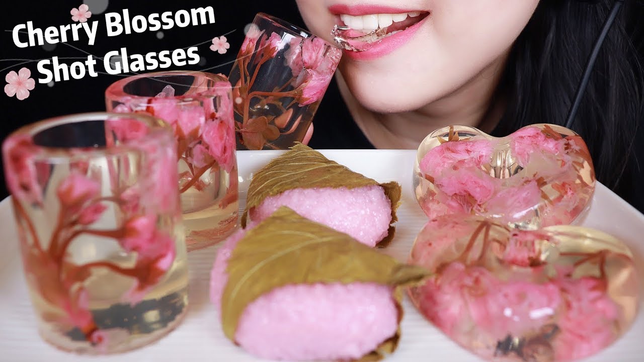 ASMR EATING SOUNDS Edible Jello Cups, Edible Flowers, Mochi ASMR, Jello Donuts Gummy donut Jelly 咀嚼音