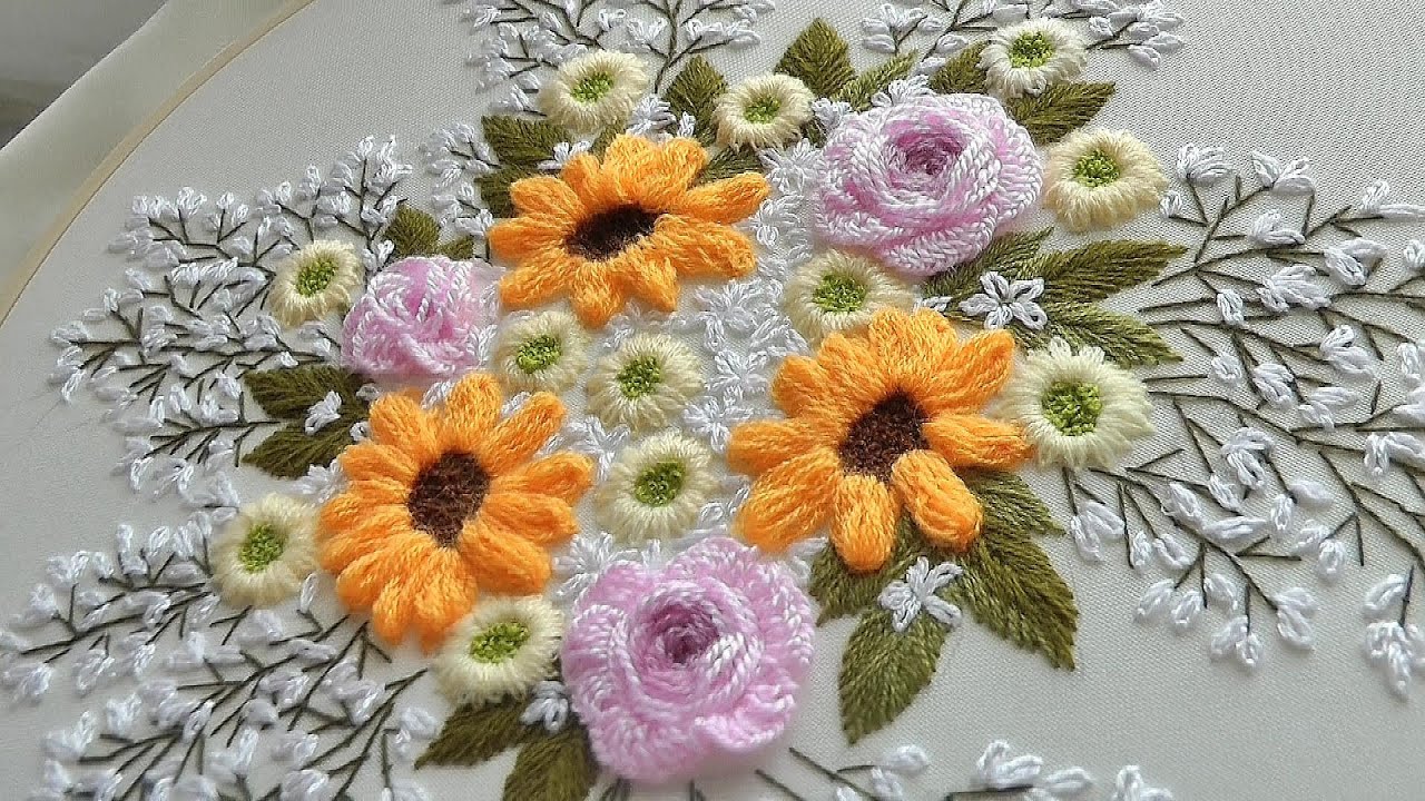 It's so Beautiful !! Wool Embroidery Bouquet | Amazing Hand-Stitched Flower Design